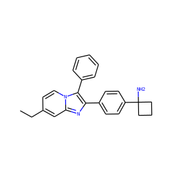 CCc1ccn2c(-c3ccccc3)c(-c3ccc(C4(N)CCC4)cc3)nc2c1 ZINC000113656177