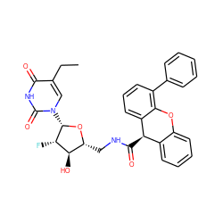 CCc1cn([C@@H]2O[C@H](CNC(=O)[C@@H]3c4ccccc4Oc4c(-c5ccccc5)cccc43)[C@@H](O)[C@@H]2F)c(=O)[nH]c1=O ZINC000029391498