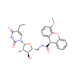 CCc1cn([C@@H]2O[C@H](CNC(=O)[C@@H]3c4ccccc4Oc4c(OC)cccc43)[C@@H](O)[C@@H]2F)c(=O)[nH]c1=O ZINC000029393611