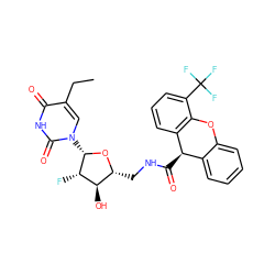 CCc1cn([C@@H]2O[C@H](CNC(=O)[C@@H]3c4ccccc4Oc4c3cccc4C(F)(F)F)[C@@H](O)[C@@H]2F)c(=O)[nH]c1=O ZINC000029399947