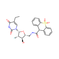 CCc1cn([C@@H]2O[C@H](CNC(=O)C3c4ccccc4S(=O)(=O)c4ccccc43)[C@@H](O)[C@@H]2F)c(=O)[nH]c1=O ZINC000029397093