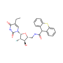 CCc1cn([C@@H]2O[C@H](CNC(=O)C3c4ccccc4Sc4ccccc43)[C@@H](O)[C@@H]2F)c(=O)[nH]c1=O ZINC000029401248