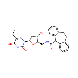 CCc1cn([C@H]2C[C@H](O)[C@@H](CNC(=O)C3c4ccccc4CCc4ccccc43)O2)c(=O)[nH]c1=O ZINC000029400053