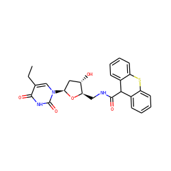 CCc1cn([C@H]2C[C@H](O)[C@@H](CNC(=O)C3c4ccccc4Sc4ccccc43)O2)c(=O)[nH]c1=O ZINC000029396065