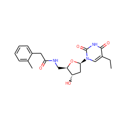 CCc1cn([C@H]2C[C@H](O)[C@@H](CNC(=O)Cc3ccccc3C)O2)c(=O)[nH]c1=O ZINC000029400479