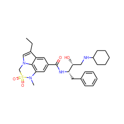 CCc1cn2c3c(cc(C(=O)N[C@@H](Cc4ccccc4)[C@H](O)CNC4CCCCC4)cc13)N(C)S(=O)(=O)C2 ZINC000042963415