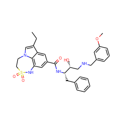 CCc1cn2c3c(cc(C(=O)N[C@@H](Cc4ccccc4)[C@H](O)CNCc4cccc(OC)c4)cc13)NS(=O)(=O)CC2 ZINC000042920398