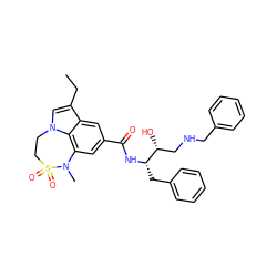 CCc1cn2c3c(cc(C(=O)N[C@@H](Cc4ccccc4)[C@H](O)CNCc4ccccc4)cc13)N(C)S(=O)(=O)CC2 ZINC000044308023