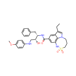 CCc1cn2c3c(cc(C(=O)N[C@@H](Cc4ccccc4)[C@H](O)CNc4ccc(OC)cc4)cc13)NS(=O)(=O)CCC2 ZINC000042966911