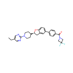 CCc1cnc(N2CCC([C@@H]3Cc4cc(-c5ccc(C(=O)N6CC(F)(F)C6)cc5)ccc4O3)CC2)nc1 ZINC000095559382