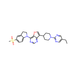 CCc1cnc(N2CCC(c3coc4c(N5CCc6cc(S(C)(=O)=O)ccc65)ncnc34)CC2)nc1 ZINC000148528093