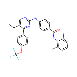 CCc1cnc(Nc2ccc(C(=O)Nc3c(C)cccc3C)cc2)nc1-c1ccc(OC(F)(F)F)cc1 ZINC000103241164