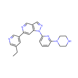 CCc1cncc(-c2cc3c(cn2)cnn3-c2cccc(N3CCNCC3)n2)c1 ZINC000216474298