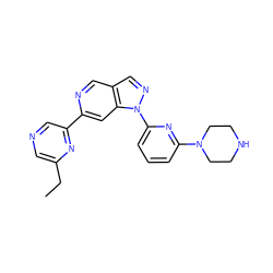 CCc1cncc(-c2cc3c(cn2)cnn3-c2cccc(N3CCNCC3)n2)n1 ZINC000211044363