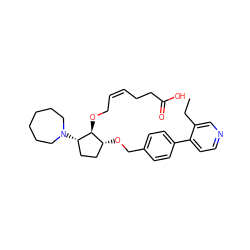 CCc1cnccc1-c1ccc(CO[C@@H]2CC[C@H](N3CCCCCC3)[C@H]2OC/C=C\CCC(=O)O)cc1 ZINC000027844326