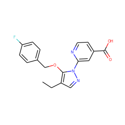 CCc1cnn(-c2cc(C(=O)O)ccn2)c1OCc1ccc(F)cc1 ZINC000146910958