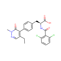 CCc1cnn(C)c(=O)c1-c1ccc(C[C@H](NC(=O)c2c(Cl)cccc2Cl)C(=O)O)cc1 ZINC000029127782