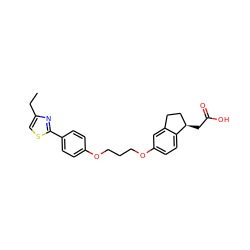 CCc1csc(-c2ccc(OCCCOc3ccc4c(c3)CC[C@H]4CC(=O)O)cc2)n1 ZINC000014977114