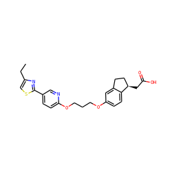 CCc1csc(-c2ccc(OCCCOc3ccc4c(c3)CC[C@H]4CC(=O)O)nc2)n1 ZINC000003961824