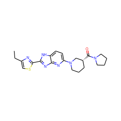 CCc1csc(-c2nc3nc(N4CCC[C@@H](C(=O)N5CCCC5)C4)ccc3[nH]2)n1 ZINC001772630043