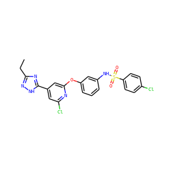 CCc1n[nH]c(-c2cc(Cl)nc(Oc3cccc(NS(=O)(=O)c4ccc(Cl)cc4)c3)c2)n1 ZINC000096271581