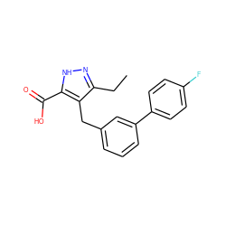 CCc1n[nH]c(C(=O)O)c1Cc1cccc(-c2ccc(F)cc2)c1 ZINC000095555935