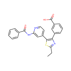 CCc1nc(-c2cccc(C(=O)O)c2)c(-c2ccnc(NC(=O)c3ccccc3)c2)s1 ZINC000169326201