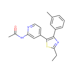 CCc1nc(-c2cccc(C)c2)c(-c2ccnc(NC(C)=O)c2)s1 ZINC000013673377