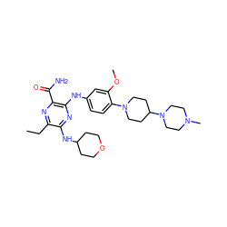 CCc1nc(C(N)=O)c(Nc2ccc(N3CCC(N4CCN(C)CC4)CC3)c(OC)c2)nc1NC1CCOCC1 ZINC000113476229