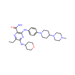 CCc1nc(C(N)=O)c(Nc2ccc(N3CCC(N4CCN(C)CC4)CC3)cc2)nc1NC1CCOCC1 ZINC000113477452