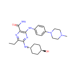 CCc1nc(C(N)=O)c(Nc2ccc(N3CCN(C)CC3)cc2)nc1N[C@H]1CC[C@H](O)CC1 ZINC000261134897