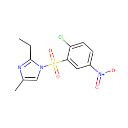 CCc1nc(C)cn1S(=O)(=O)c1cc([N+](=O)[O-])ccc1Cl ZINC000000367799