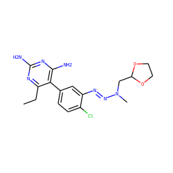 CCc1nc(N)nc(N)c1-c1ccc(Cl)c(/N=N/N(C)CC2OCCO2)c1 ZINC000017921063