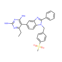 CCc1nc(N)nc(N)c1-c1ccc2c(c1)nc(-c1ccccc1)n2Cc1ccc(S(C)(=O)=O)cc1 ZINC000014970691