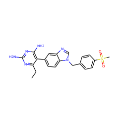 CCc1nc(N)nc(N)c1-c1ccc2c(c1)ncn2Cc1ccc(S(C)(=O)=O)cc1 ZINC000014970683