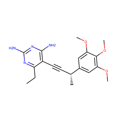 CCc1nc(N)nc(N)c1C#C[C@@H](C)c1cc(OC)c(OC)c(OC)c1 ZINC000045300197