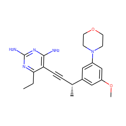 CCc1nc(N)nc(N)c1C#C[C@@H](C)c1cc(OC)cc(N2CCOCC2)c1 ZINC000095589464