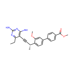 CCc1nc(N)nc(N)c1C#C[C@@H](C)c1ccc(-c2ccc(C(=O)OC)cc2)cc1OC ZINC000169308640