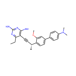 CCc1nc(N)nc(N)c1C#C[C@@H](C)c1ccc(-c2ccc(N(C)C)cc2)cc1OC ZINC000169308642