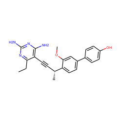 CCc1nc(N)nc(N)c1C#C[C@@H](C)c1ccc(-c2ccc(O)cc2)cc1OC ZINC000169307126