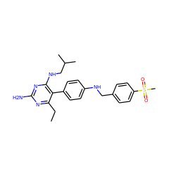 CCc1nc(N)nc(NCC(C)C)c1-c1ccc(NCc2ccc(S(C)(=O)=O)cc2)cc1 ZINC000036349124