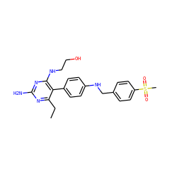 CCc1nc(N)nc(NCCO)c1-c1ccc(NCc2ccc(S(C)(=O)=O)cc2)cc1 ZINC000036349138