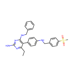 CCc1nc(N)nc(NCc2ccccc2)c1-c1ccc(NCc2ccc(S(C)(=O)=O)cc2)cc1 ZINC000028572562