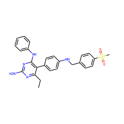 CCc1nc(N)nc(Nc2ccccc2)c1-c1ccc(NCc2ccc(S(C)(=O)=O)cc2)cc1 ZINC000028572561