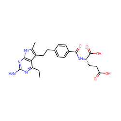 CCc1nc(N)nc2[nH]c(C)c(CCc3ccc(C(=O)N[C@@H](CCC(=O)O)C(=O)O)cc3)c12 ZINC000001553988