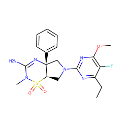 CCc1nc(N2C[C@@H]3[C@@](c4ccccc4)(C2)N=C(N)N(C)S3(=O)=O)nc(OC)c1F ZINC000219509737