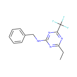 CCc1nc(NCc2ccccc2)nc(C(F)(F)F)n1 ZINC000103286934