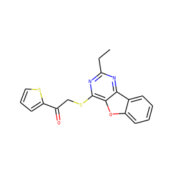 CCc1nc(SCC(=O)c2cccs2)c2oc3ccccc3c2n1 ZINC000002446380