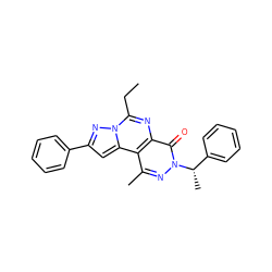 CCc1nc2c(=O)n([C@@H](C)c3ccccc3)nc(C)c2c2cc(-c3ccccc3)nn12 ZINC000064436547