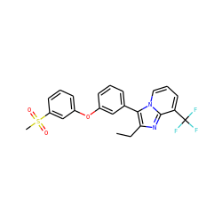 CCc1nc2c(C(F)(F)F)cccn2c1-c1cccc(Oc2cccc(S(C)(=O)=O)c2)c1 ZINC000049052431